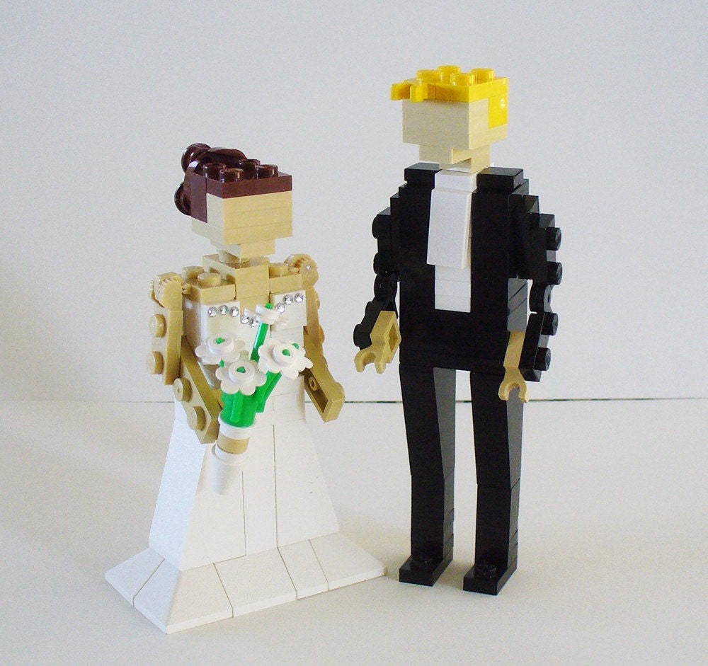 Custom made LEGO Bride and Groom Wedding Cake Topper