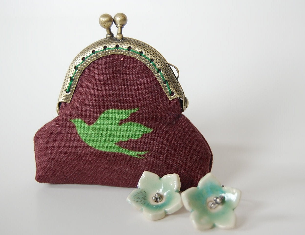 Small Echino Coin Purse - Bird and Star