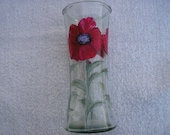 Poppies Vase Hand Painted Poppies Glass Vase