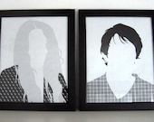 Custom couple hair portraits (pair)