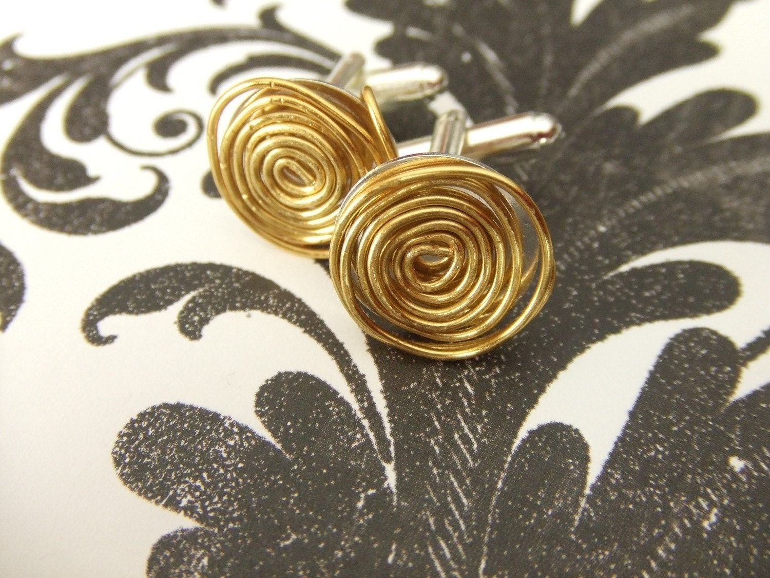 Geometric Floating Gold and Silver Tone Cuff Links - Circle - Round - Men