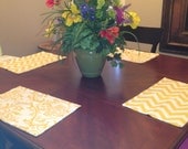 PLACEMATS- Yellow and White Chevron/Yellow and White Damask