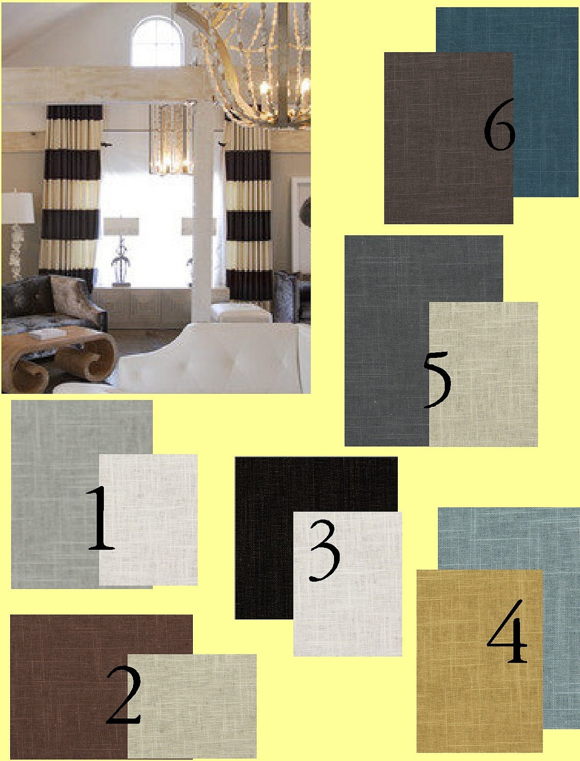 Custom Lined Stripe Linen Drapes 50in x 96in- You pick the color