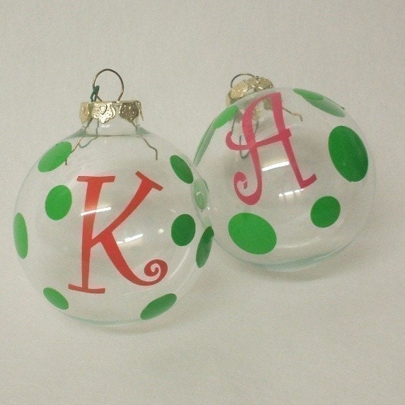Monogrammed Set of 5 Initials and dots Vinyl Decals