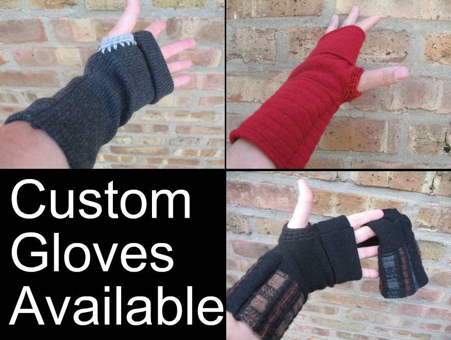 Fingerless Gloves Custom eco-friendly felt wool - hand warmers - driving gloves