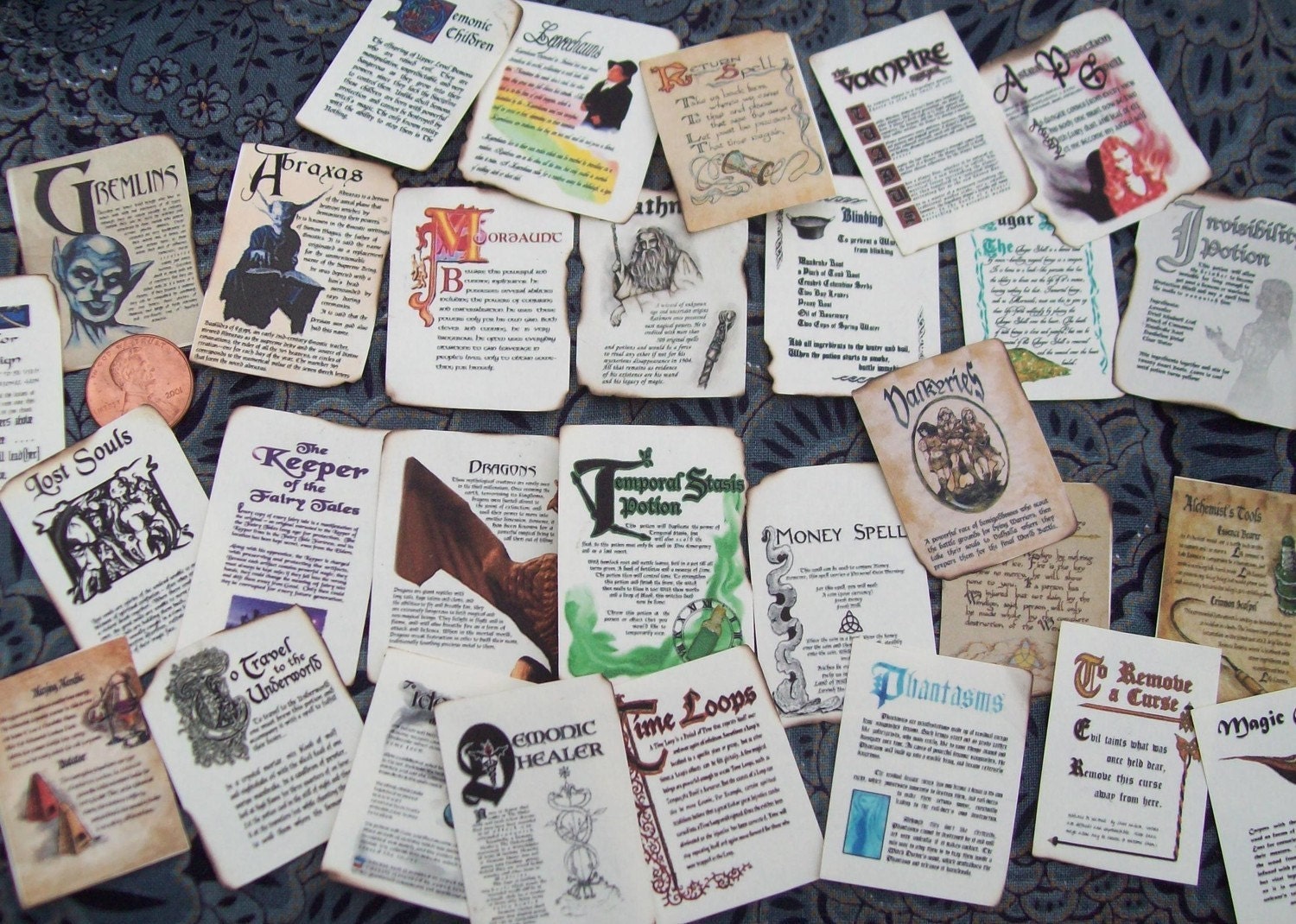 30 Enchanted Miniature Book of Shadows Pages and Spell Charts Set B