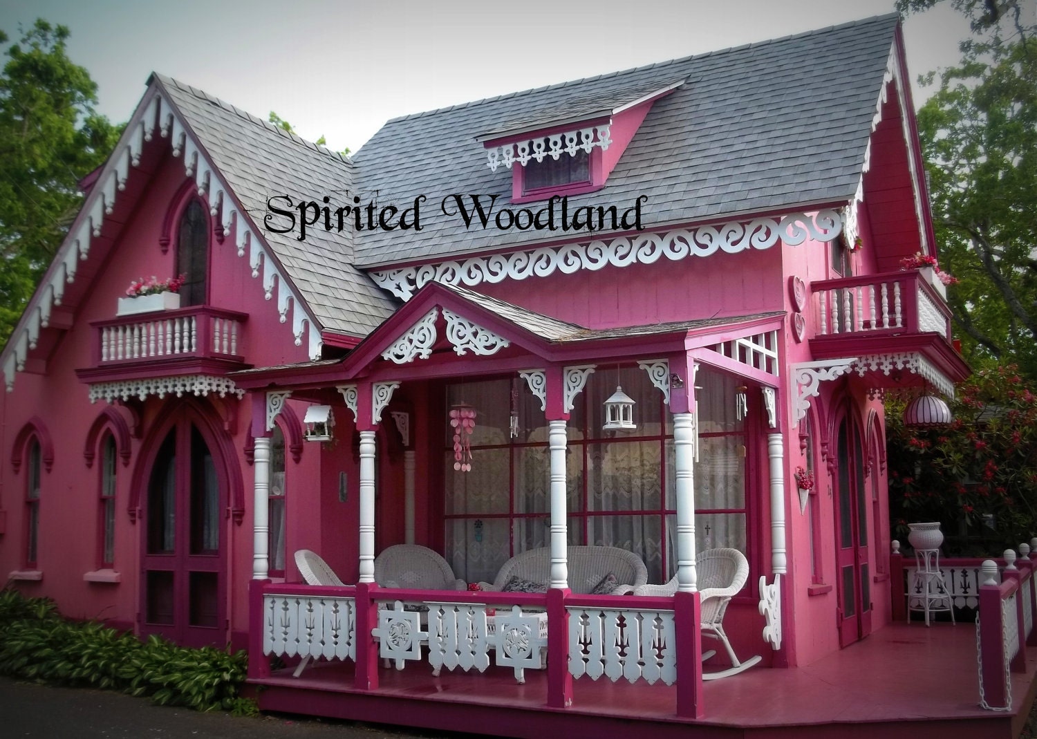 Gingerbread Cottage The Pink House 8 X 10 Photographic Fine Art Print - A Delightful Taste of the Vineyard