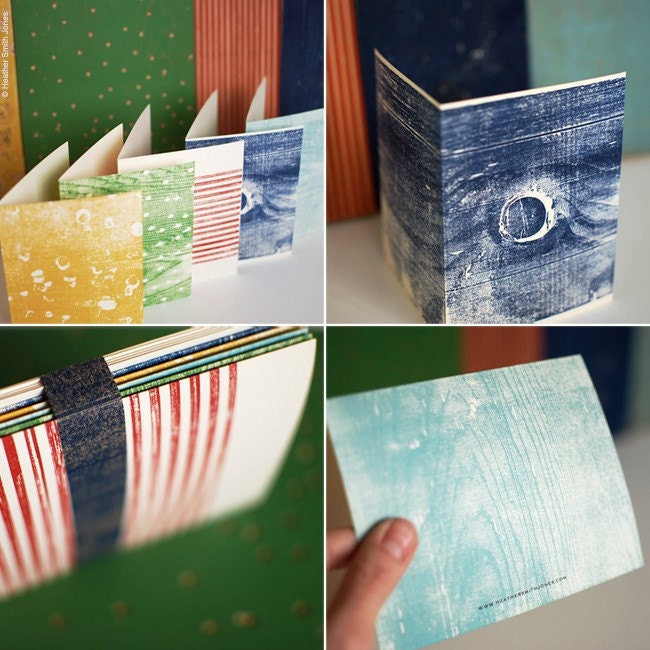 Hand printed wood block card set