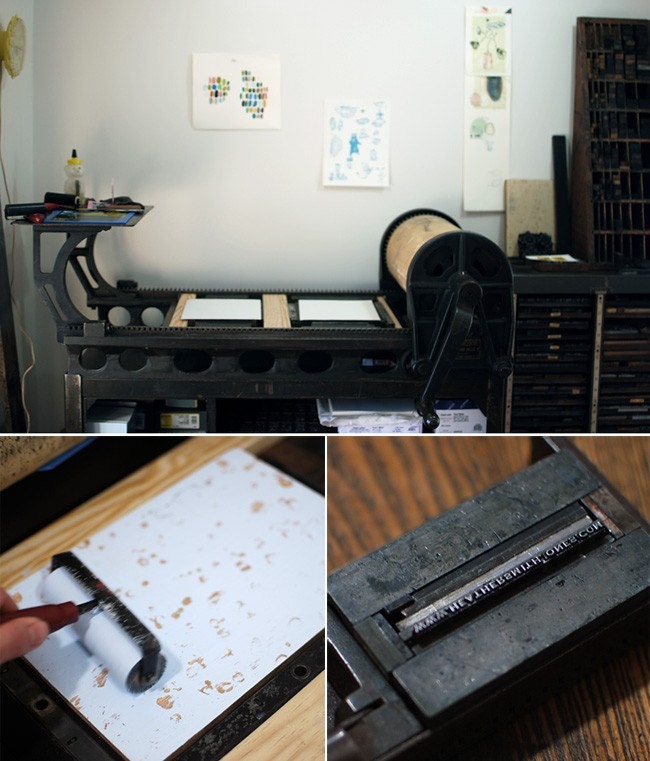 Hand printed wood block card set