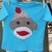 Boys Sock Monkey T-shirt SIZES 6-12-18-24 mth, 2t  long and short sleeves in assorted colors