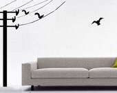 ShaNickers Wall Decal --Powerline with Squirrels--FREE SHIPPING