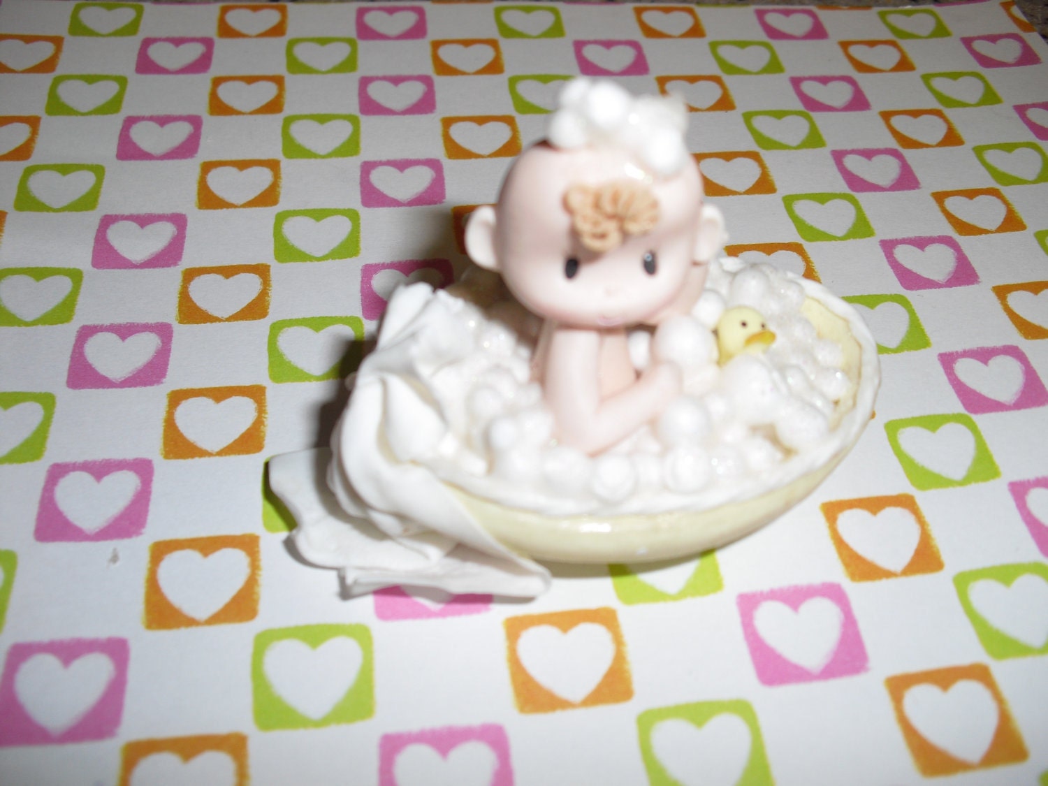 Cute Baby in Tub collectible miniature handmade no molds