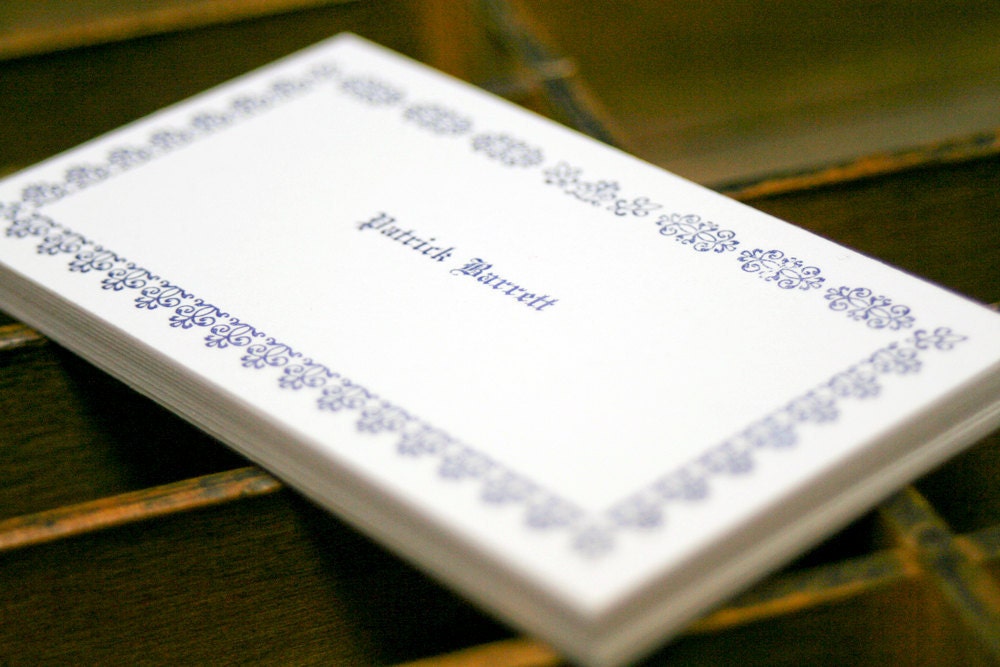 Business / calling cards - letterpress printed with an English border (set of 50)