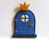 Fairy Door with Prince or Princess Crown and Glow-in-the-Dark Window- Sparkly Blue