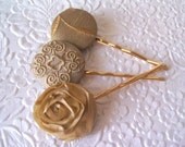3 Beige mix hair-pins -  hair accessory occasion party wedding