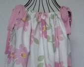 Girls Dress White with Pink Flowers Dress Toddlers Pillowcase Dress  Gingham Bows Pink Dress Girls