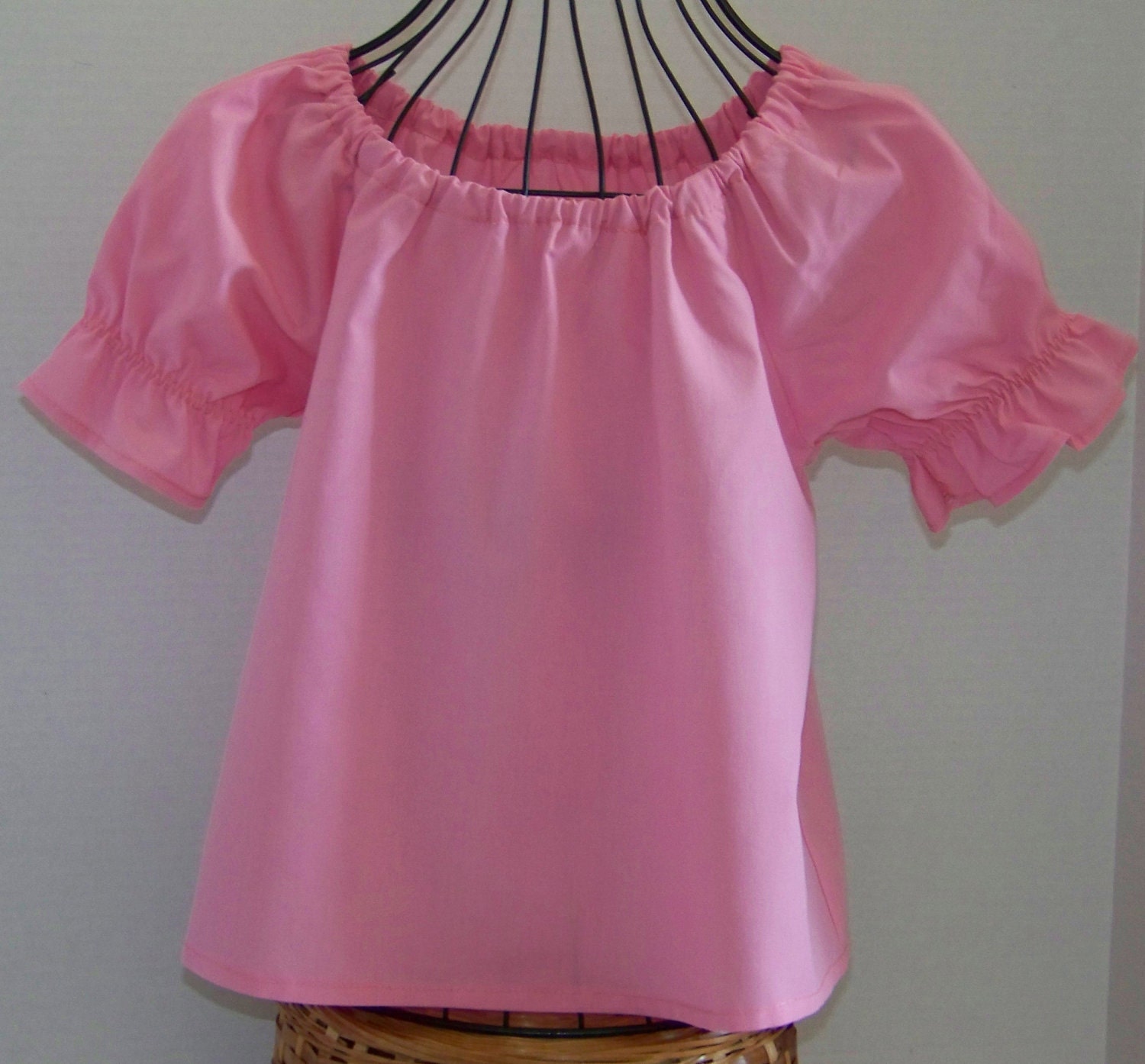 Girl's Pink Peasant Blouse  or Dress with Ruffled Short or Long Sleeves - Pirate Shirt