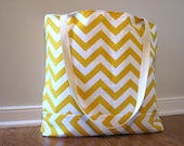 Large Beach Tote, Chevron Beach Bag, chevron tote bag, Large book bag Yellow