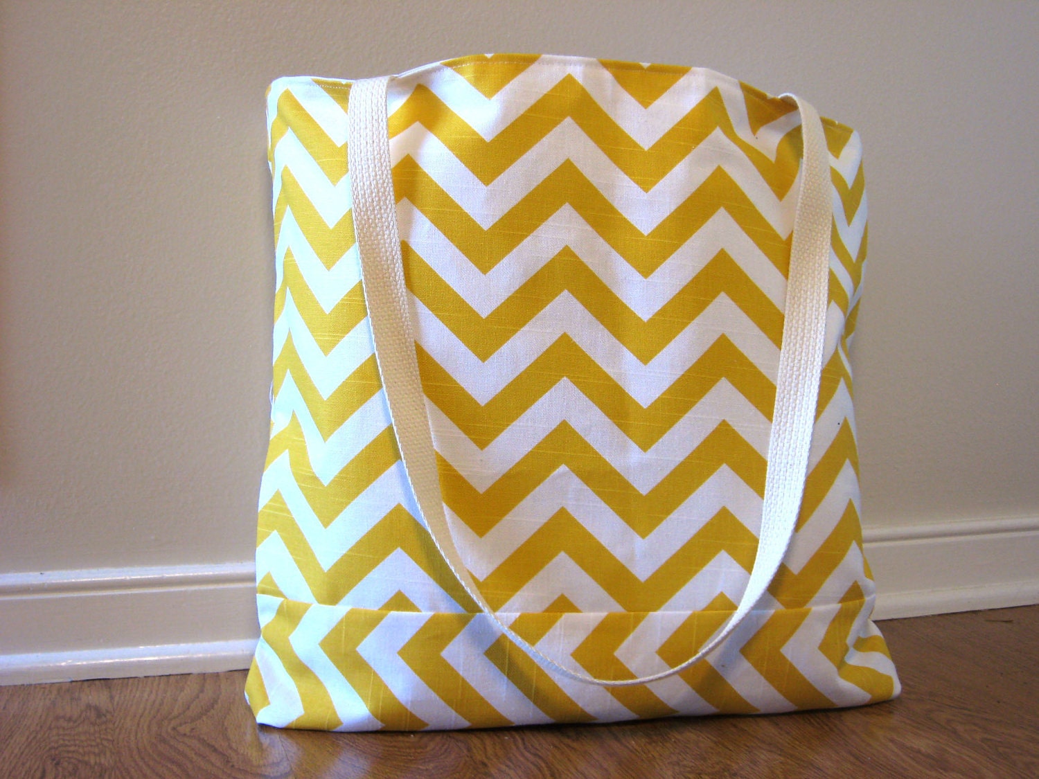 Large Beach Tote, Chevron Beach Bag, chevron tote bag, Large book bag Yellow