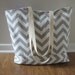 Large Beach Tote, Chevron Beach Bag, chevron tote bag Grey
