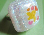 Yellow Birdie Love Resin Ring