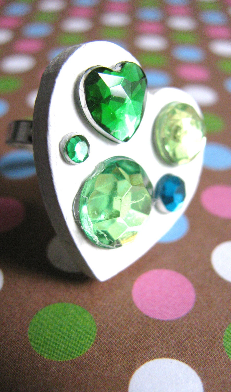 Green jeweled Heart ring