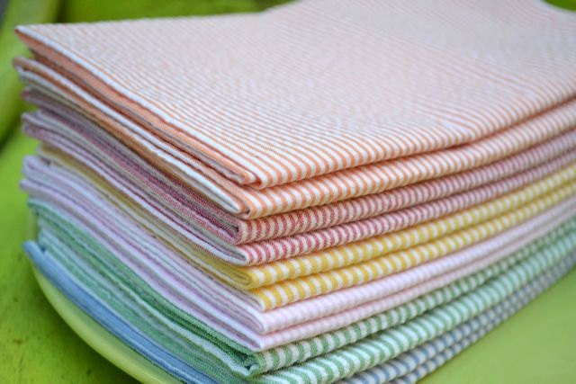 Eco Friendly Wedding Cloth Napkins made from Seersucker-  Set of 80