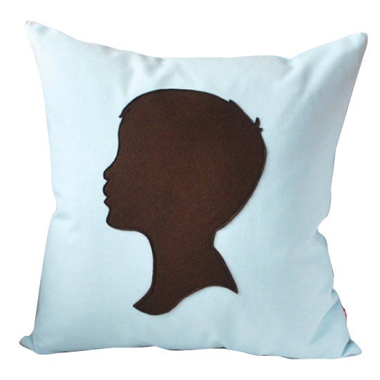 Throw Pillow - Boy Silhouette Accent Pillow - Nursery or Bedroom Decor