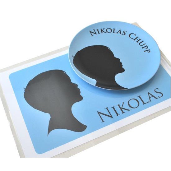 Personalized Silhouette Placemat - Customized for a Boy or Girl by Le Papier Studio