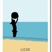 Children's Silhouette Wall Art, Fun at the Beach, 8x10, Nursery Room Decor, Name print