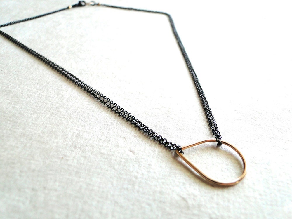 Floating Drop Necklace - Black and Gold