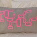 Grey lumbar linen pillow cover with retro neon design