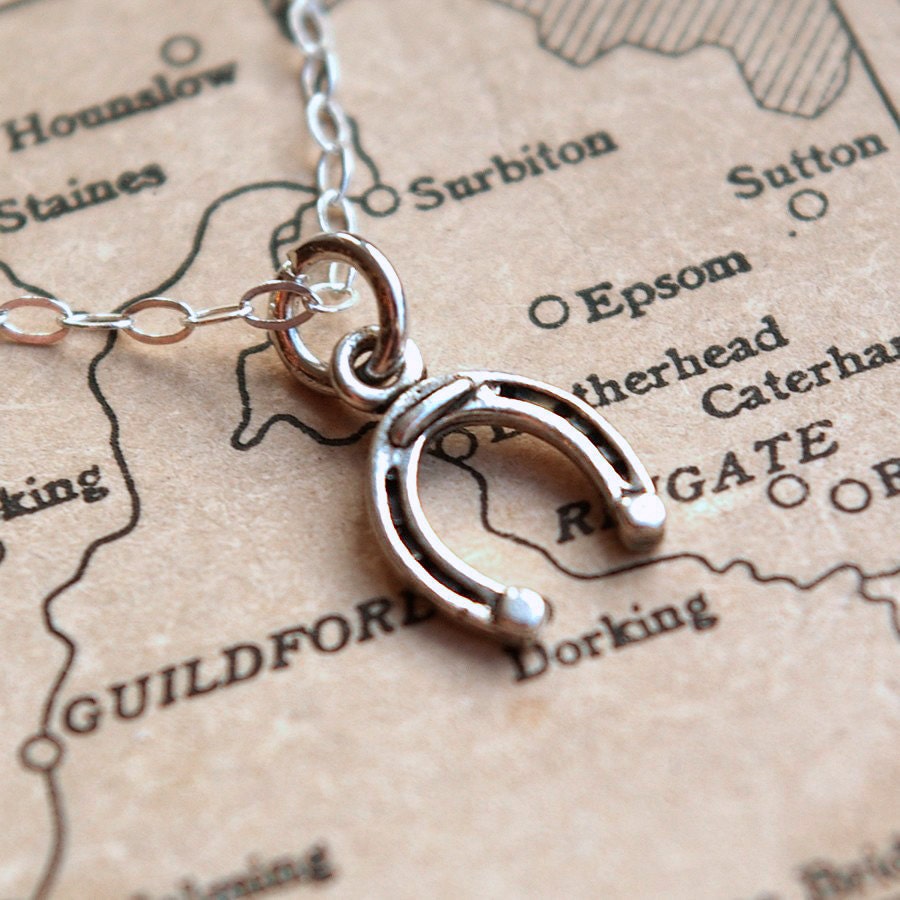 Horseshoe Necklace. Sterling Silver Tiny Charm Necklace