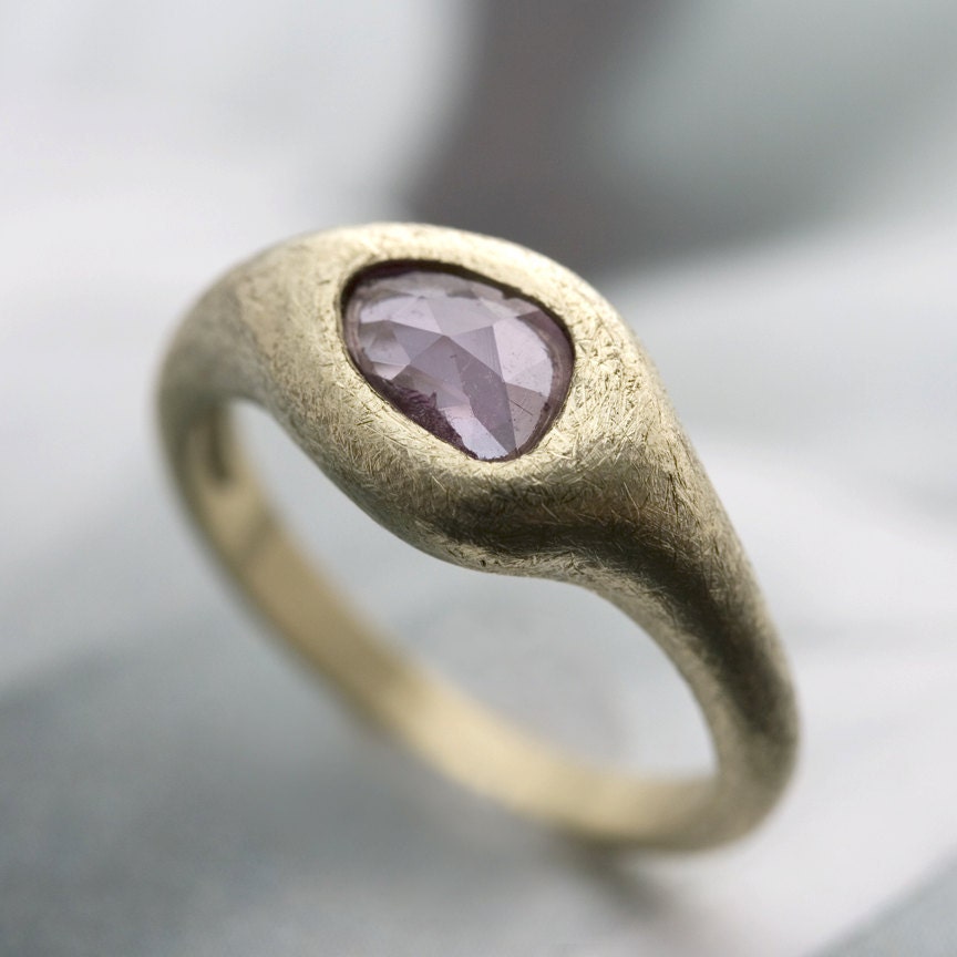 Rose Cut Sapphire and 14 Karat Gold Engagement Ring