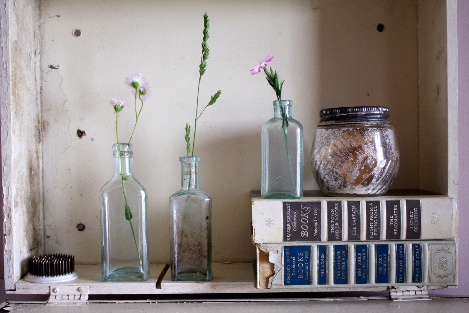 Vintage Glass Bottles. Apothecary. Vase.