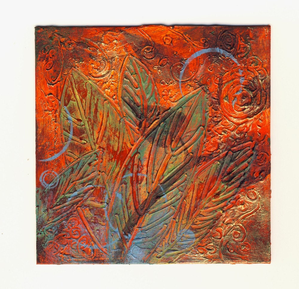 Nature IV - Original Abstract Textured Painting on Recycled Mat Board
