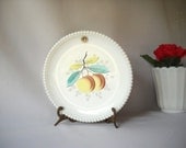 Vintage Westmoreland Plate Milk Glass Beaded Plate Luncheon Plate Peach Fruit...Purdy
