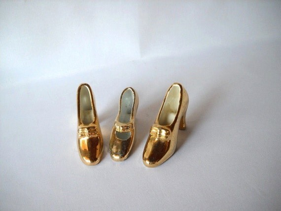 Miniature Shoes Gold Porcelain Shoes Instant Collection Japan