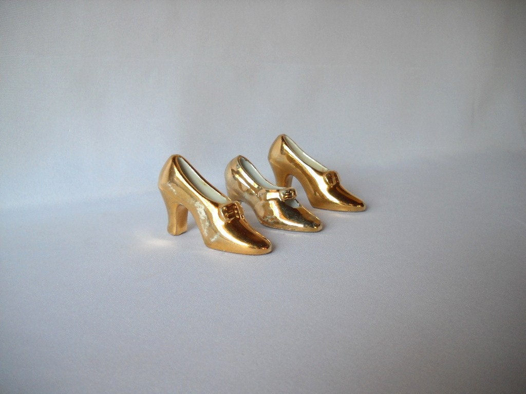 Miniature Shoes Gold Porcelain Shoes Instant Collection Japan