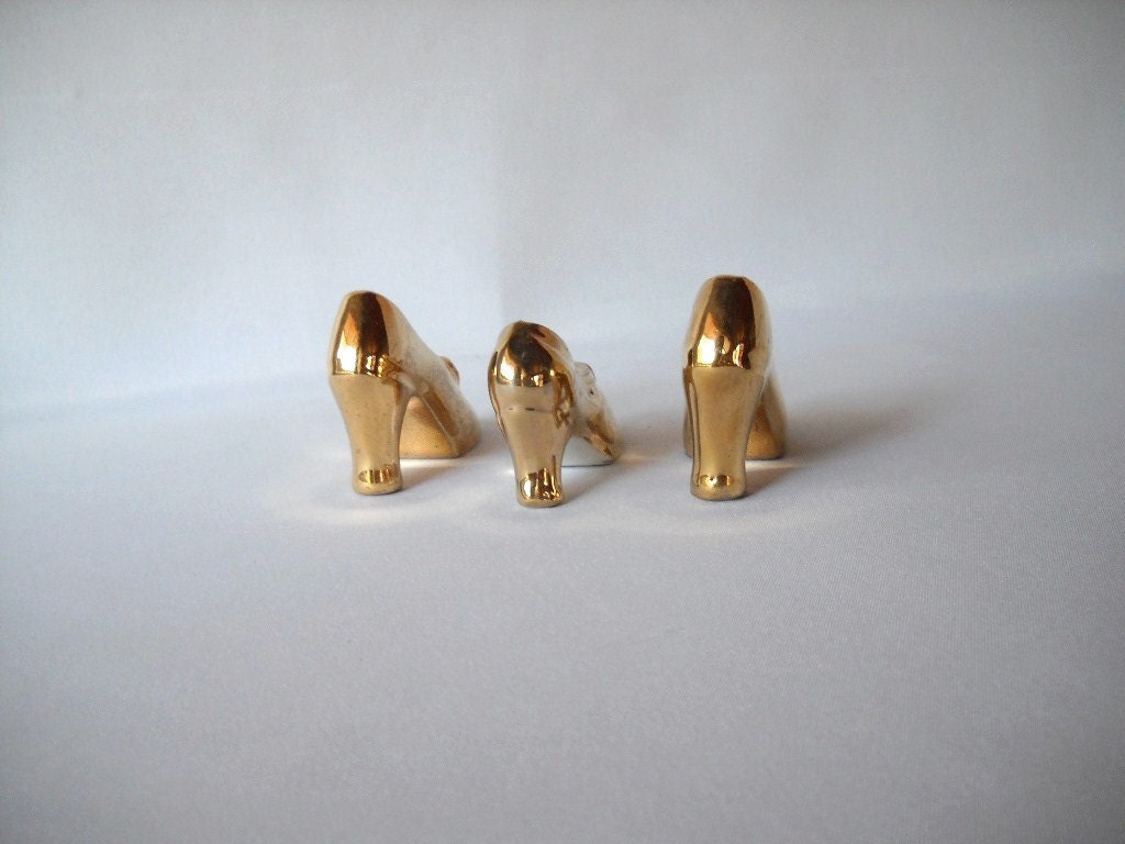 Miniature Shoes Gold Porcelain Shoes Instant Collection Japan