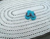 Oval Shape Rug in Ecru Off White Cotton 4 x 6 Foot Non Skid