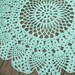 Robins Egg Blue Cotton Crochet Rug in Large Circle Pineapple Lacy Pattern Non Skid