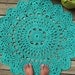 Turquoise Patio Porch Cord Crochet Rug in 35" Round Pineapple Pattern READY TO SHIP
