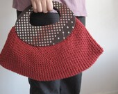 Garter stitch hobo bag-Red line and dots