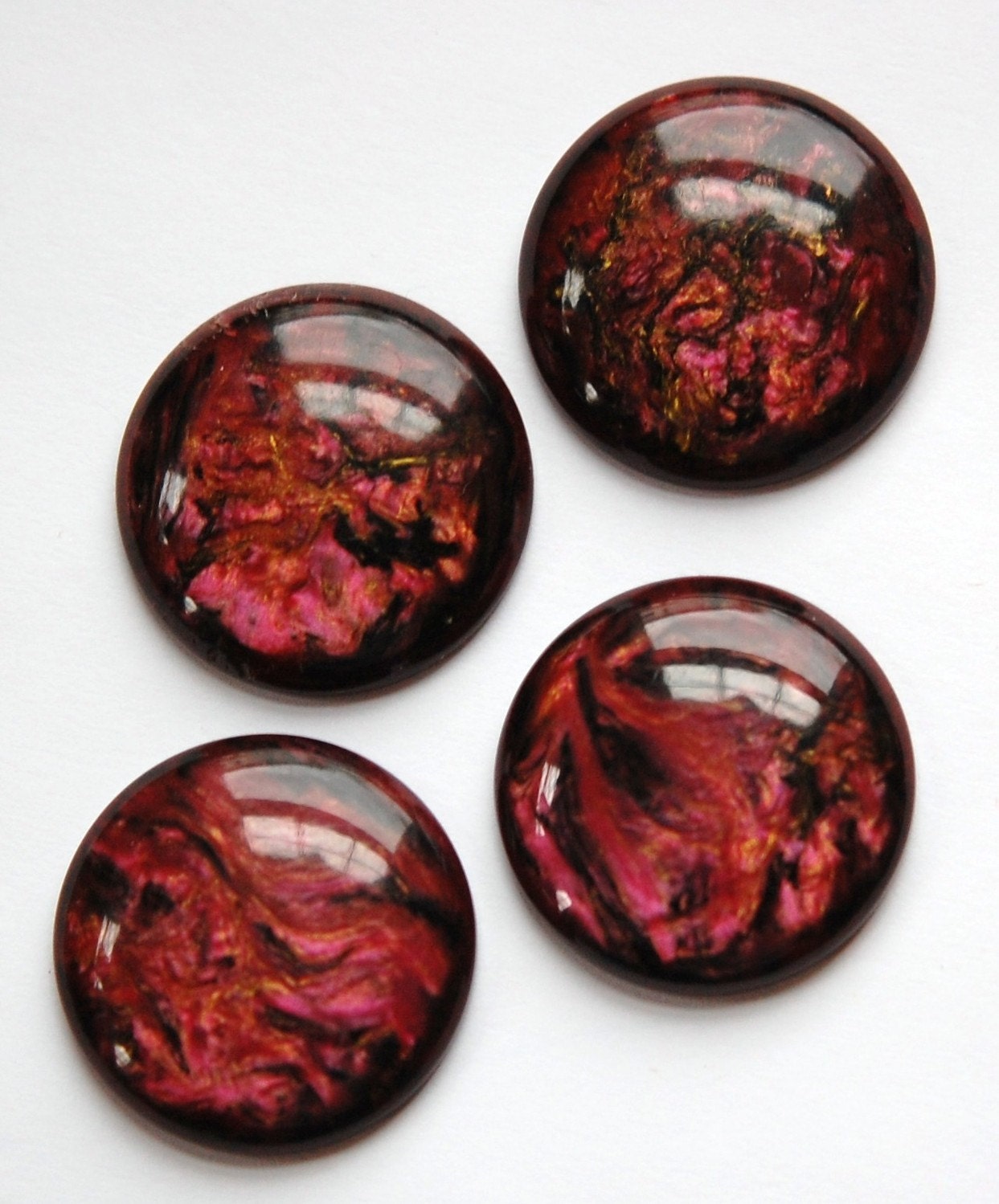 Vintage Metallic Rose Burgundy 24mm cabochons cab148B