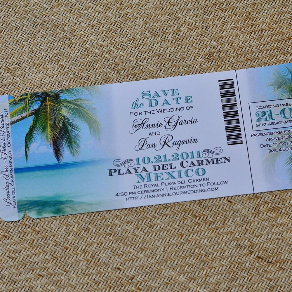 Deposit - Boarding Pass Invitation or Save the Date  (Annie's Tropical Paradise Beach Design)