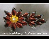 Cheery Plaid - Tsumami Kanzashi Hair Clip Barrette