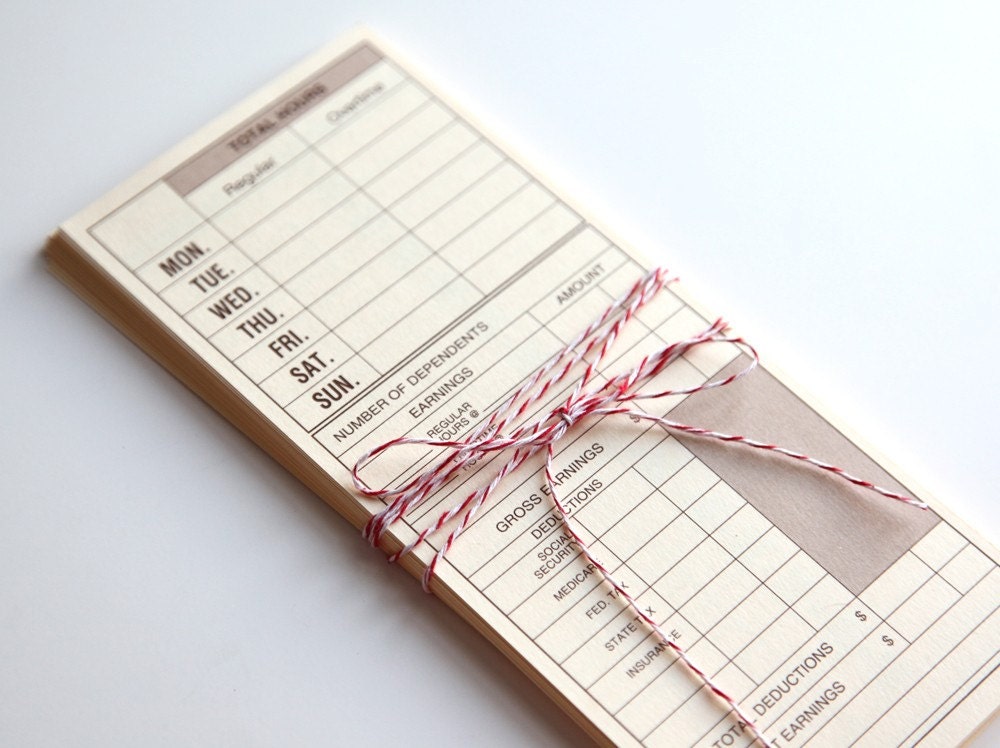 Set of 25 Manila Time Card Slips