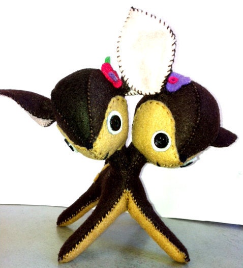 Little Felt 2 Headed Fawn- precious monsters