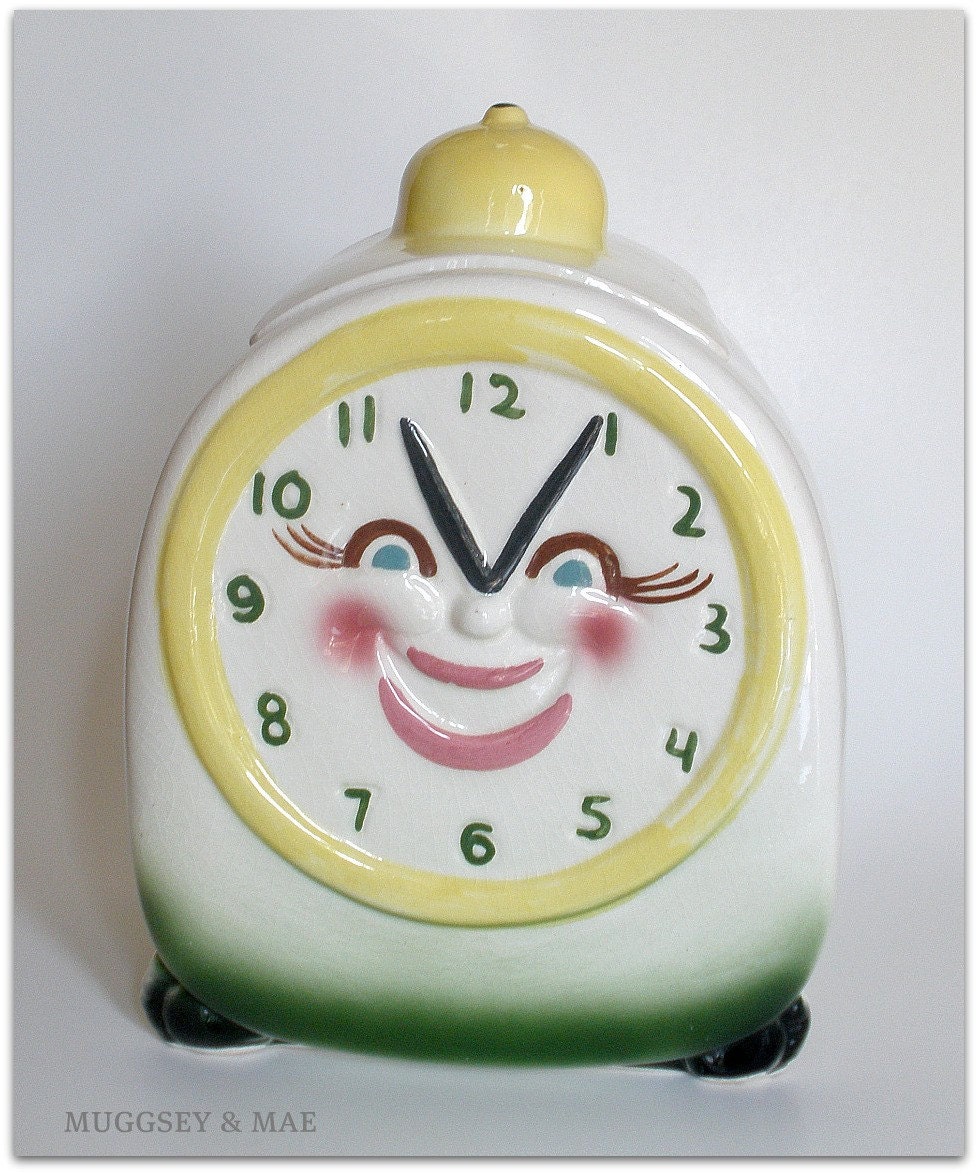 Sierra Vista Smiling Clock Face Vintage Cookie Jar
